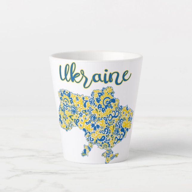 Tasse Latte Motif folklorique et typographie ukrainienne  (Devant)