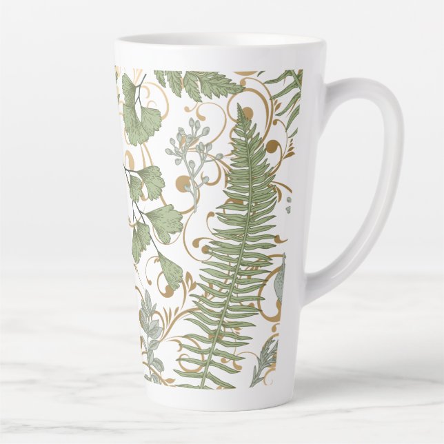 Tasse Latte Motif Green et Gold Fern (Droite)