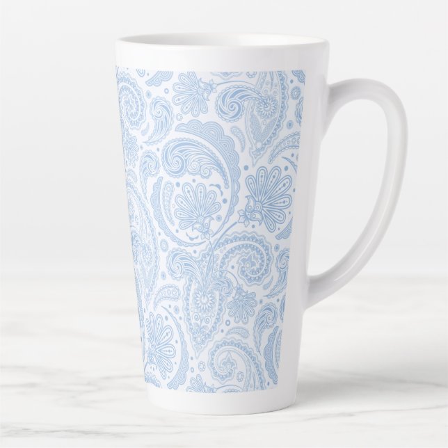 Tasse Latte Motif paisley bleu blanc (Droite)
