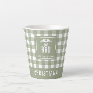 Tasse Latte Motif personnalisé de diététiste enregistré RD