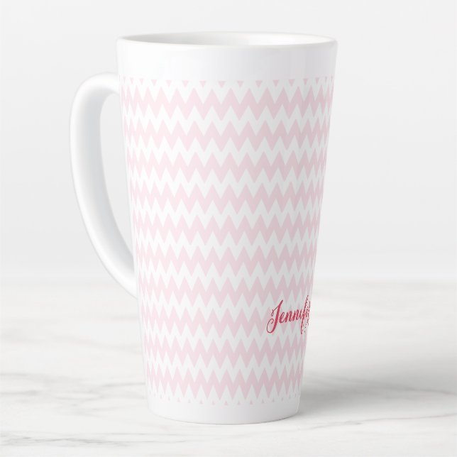 Tasse Latte Motif rose moderne élégant élégant Monogramme élég (Angle gauche)