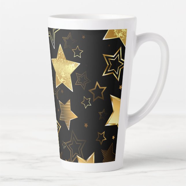 Tasse Latte Motif sans couture avec étoiles d'or (Droite)