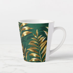 Tasse Latte Motif sans couture avec fougères dorées