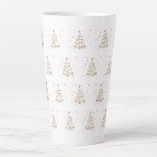 Tasse Latte Motif sans couture d'arbre de Noël beige