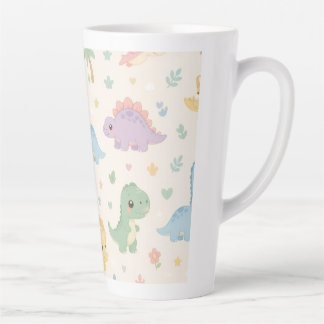 Tasse Latte Motif sans couture de dinosaure bébé mignon pastel