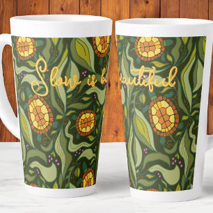Tasse Latte Motif Tortues Inspirant Lent est Beau