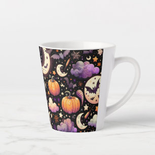 Tasse Latte Motif Whimsical Halloween Night Sky