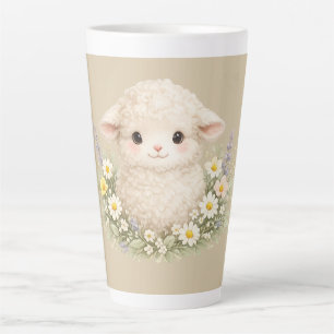 Tasse Latte Moutons Fantaisistes et Fleurs Sauvages pour un Ch