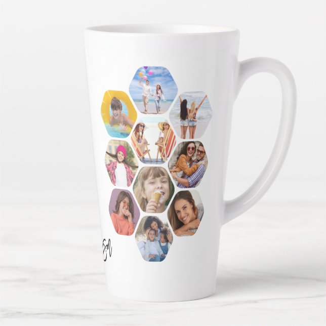 Tasse Latte Multiphoto Collage simple moderne personnalisé (Droite)