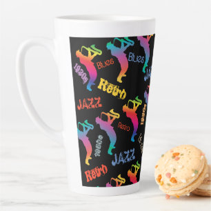 Tasse Latte Musiciens de jazz musique rétro POP ART Rainbow