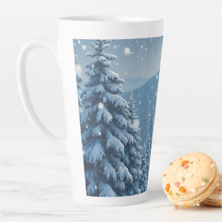 Tasse Latte Musique de conception hivernale