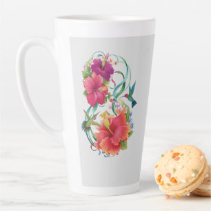 Tasse Latte Musique de design d'art floral Hibiscus