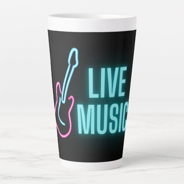 Tasse Latte Musique en direct Neon Guitare (Devant)