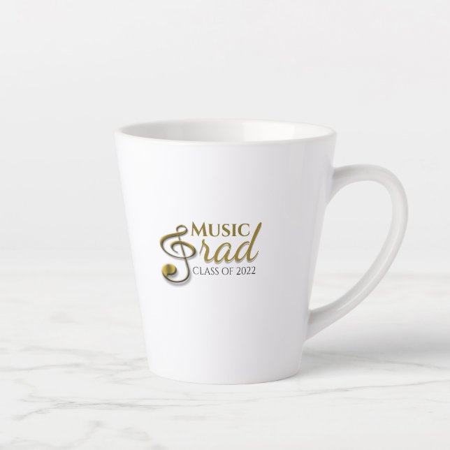 Tasse Latte Musique Grad Gold Treble Clef Graduate Singer (Droite)