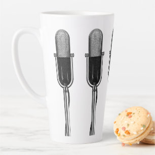 Tasse Latte Musique Vintage, vieux microphone rétro