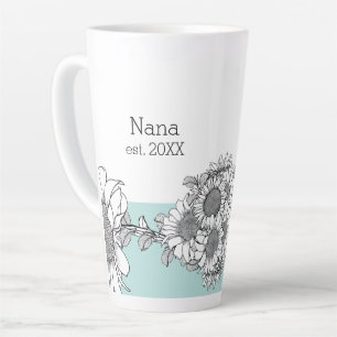 Tasse Latte Nana Est. Année Tournesol à main Turquoise