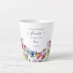Tasse Latte Nana Fleurs Poème Pays Fleur sauvage