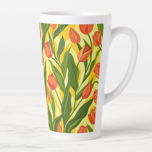 Tasse Latte Nature tendance Jardin Floral Été Motif Tulip (Droite)