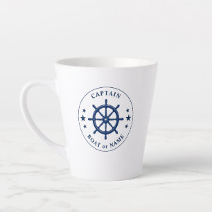 Tasse Latte Navires nautiques Helm Capitaine Bateau ou Nom 2 C