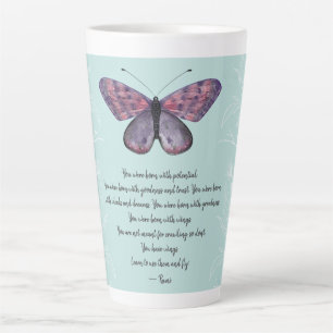 Tasse Latte Né Avec Ailes Rumi Citation Papillon
