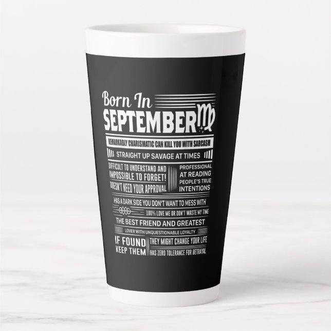 Tasse Latte Né en septembre virgo drôle cadeau d'anniversaire (Devant)