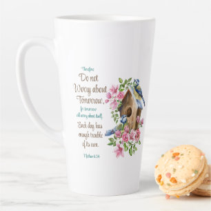 Tasse Latte Ne vous inquiétez pas pour demain Fleurs chrétienn