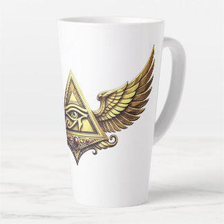 Tasse Latte NéoAnkh Œil égyptien d'Horus Pyramide ailée dorée