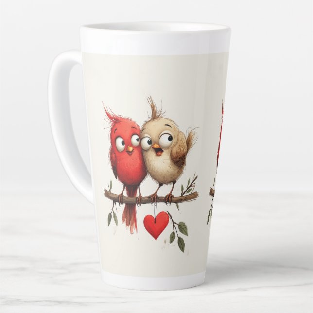 Tasse Latte New Year, Love, Birds (Angle gauche)