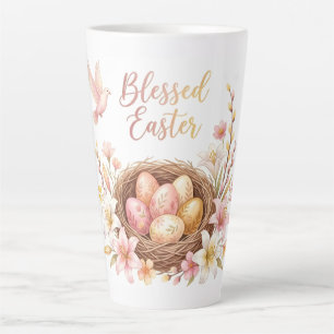 Tasse Latte Nid de Pâques avec œufs