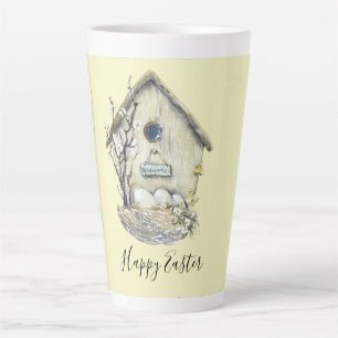Tasse Latte Nid d'OEufs de maison d'aquarelle Pâques