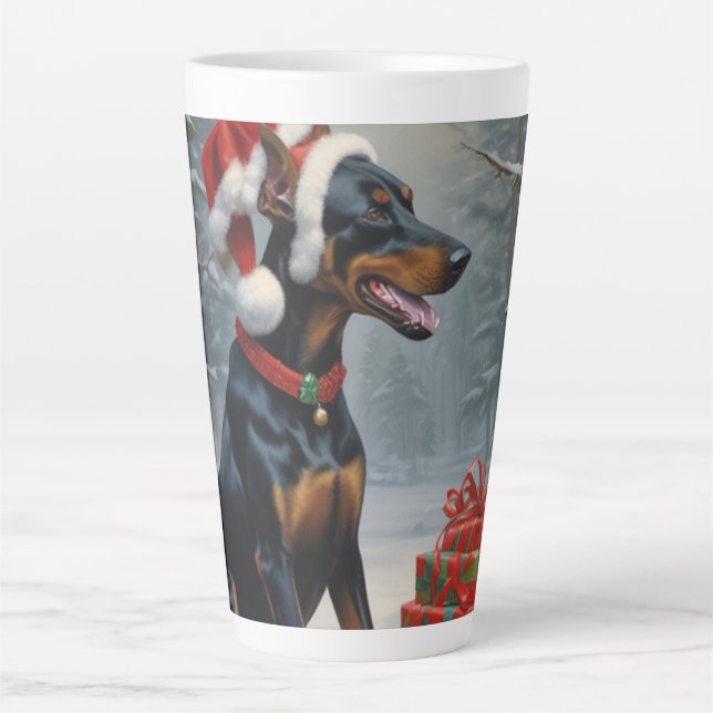 Tasse Latte Noël Doberman (Devant)