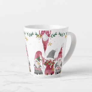Tasse Latte Noël Gnomes Aquarelle Amour Joie Paix Foliage