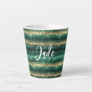 Tasse Latte Noël Pailleté Vert Or