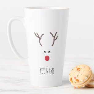 Tasse Latte Noël personnalisé Rouge renne noir blanc