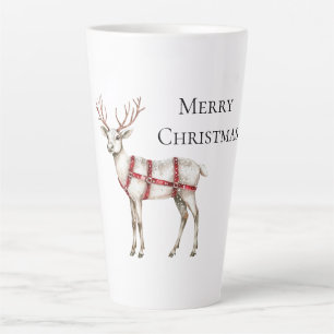 Tasse Latte Noel rouge menthe blanche cerf blanc