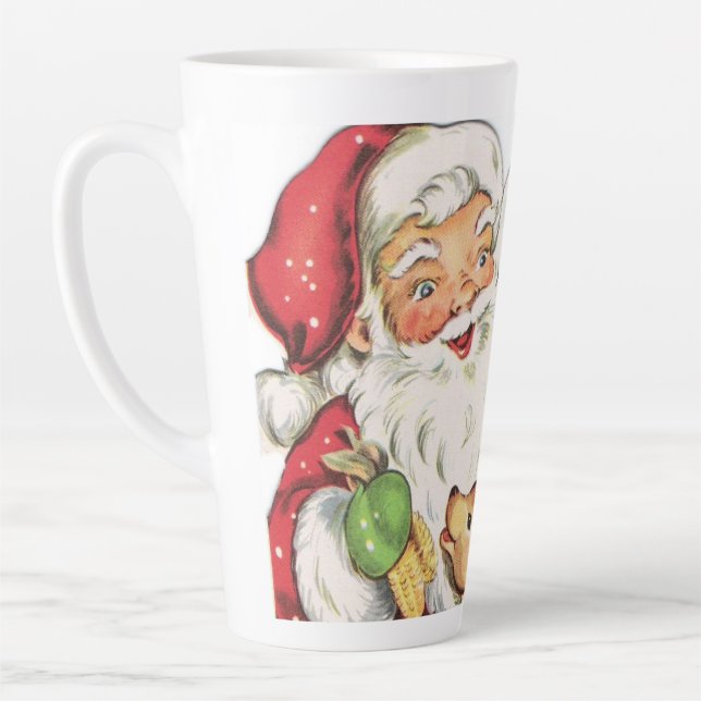 Tasse Latte Noël vintage rétro Père Noël cerf (Gauche)