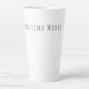 Tasse Latte Noir Blanc Élégant Simple Formel Nom propre