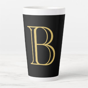 Tasse Latte Noir couleur or Monogramme professionnel Calligrap