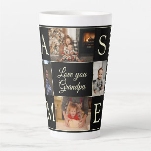 Tasse Latte Noir moderne 4 Photo Monogrammé Amour Vous Grand-P