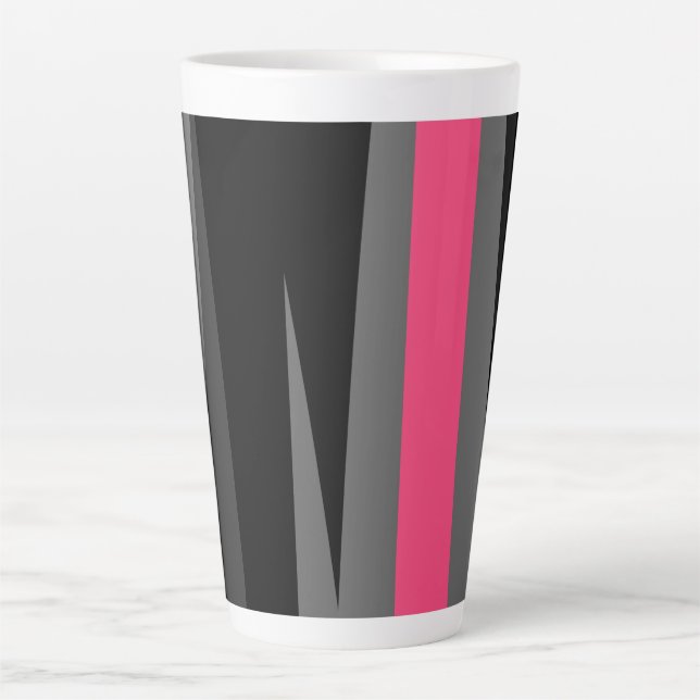 Tasse Latte Noir rose et gris (Devant)