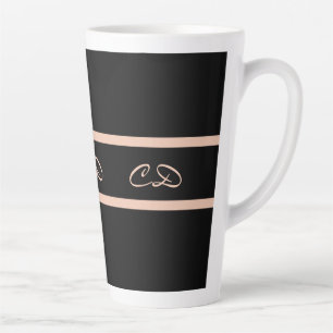 Tasse Latte Noir rose or monogramme initiales élégant script