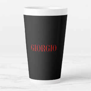 Tasse Latte Noir Rouge Votre Nom Minimaliste Personnel Moderne