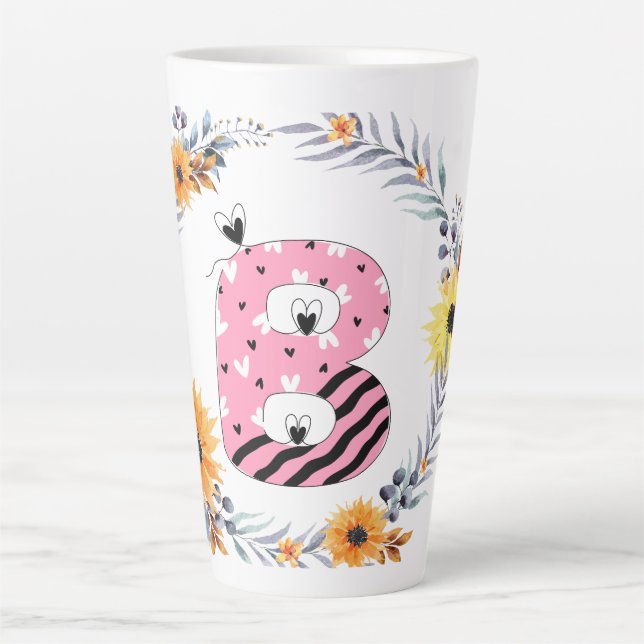 Tasse Latte Nom Alphabet "B" (Devant)