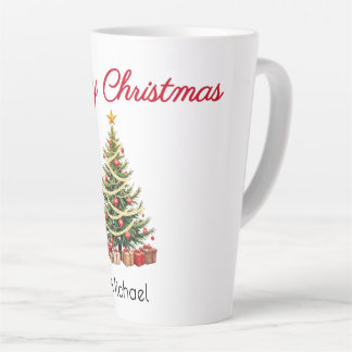 Tasse Latte Nom, Arbre décoré joliment, Joyeux Noël