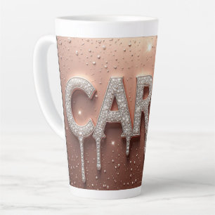 Tasse Latte Nom Carol en or ruisselant