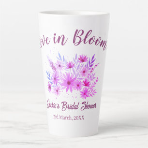 Tasse Latte nom de la baby shower bohème rose rétro love in Bl