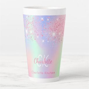 Tasse Latte Nom de la menthe de parties scintillant rose holog