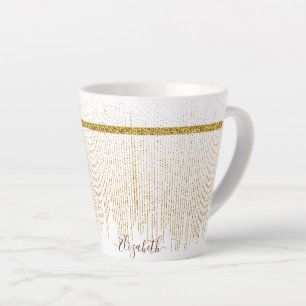 Tasse Latte Nom de monogramme pailleté or élégant