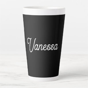 Tasse Latte Nom d'écriture professionnelle noir personnalisé