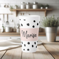 Nom du monogramme moderne | Points rose et noir Pa